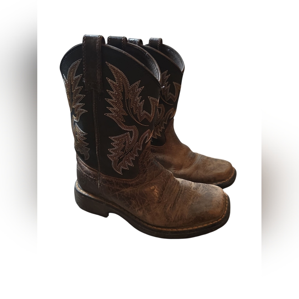 Ariat Kids Black and Brown Western Boots - Picture 2 of 6